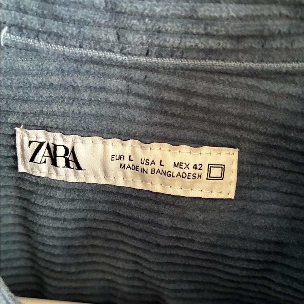 Zara Men’s Blue & Green Color-block Corduroy Shirt large - Picture 3 of 7